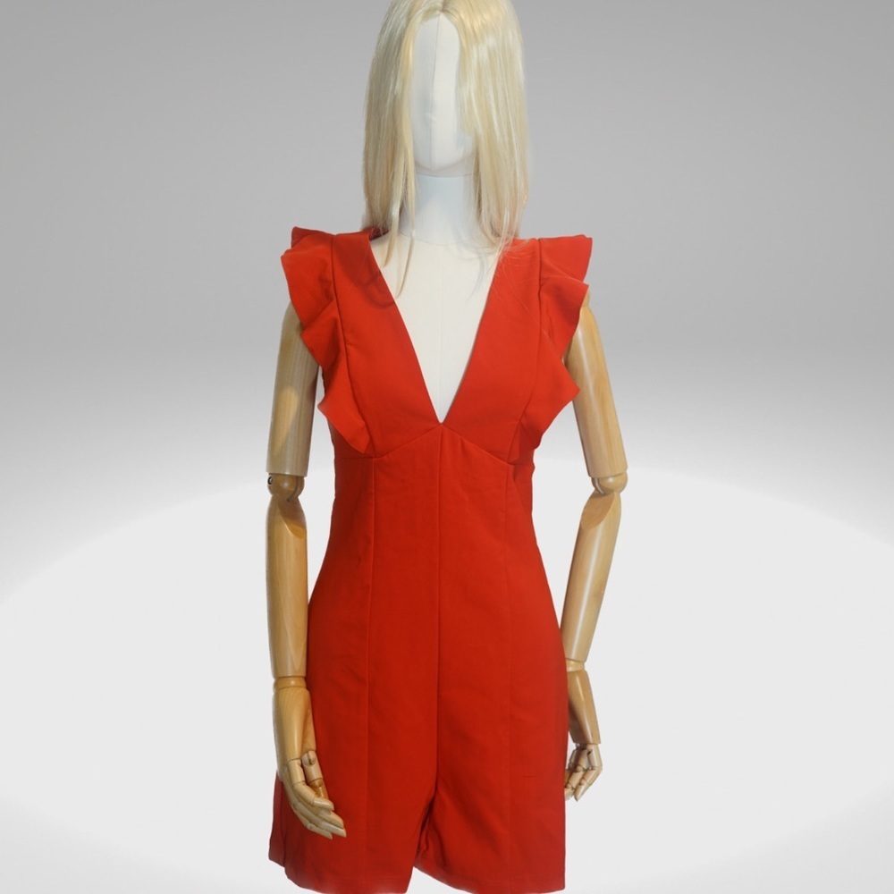 Ela colombian brand, Red Mini Jumpsuit with Ruffles, NTW